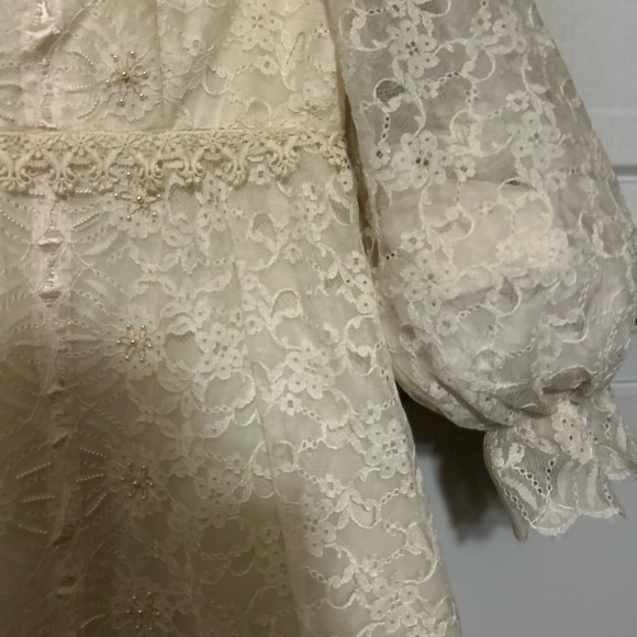 Handmade Bohemian Lace Embroidery Beading 60’s Vintage Wedding Dress Fairycore - Picture 7 of 16